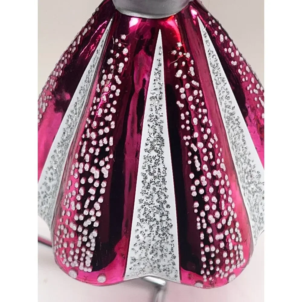 Mary Kay Pink Dress Glass Christmas Ornament Box Display Stand Holiday
